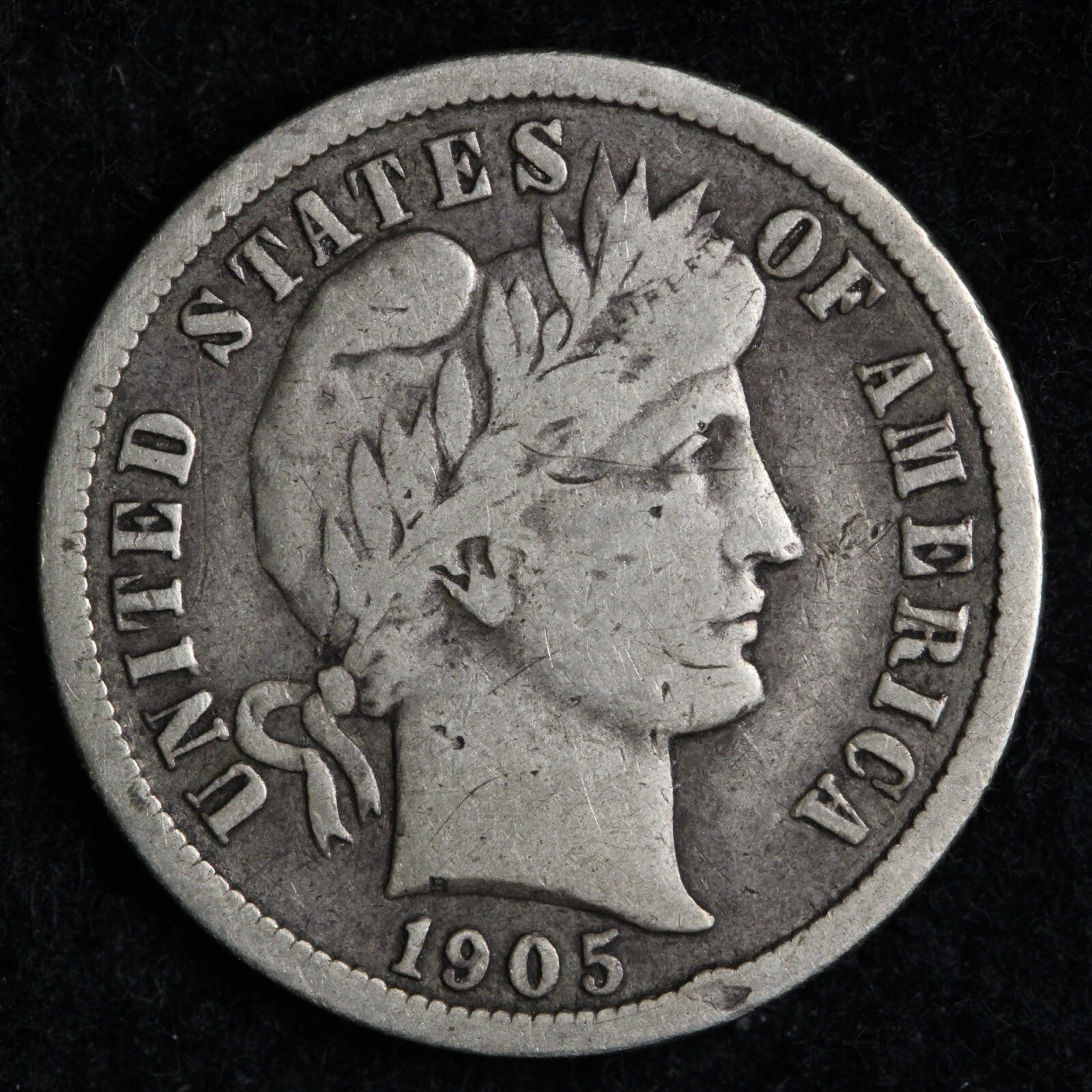 1905-O MICRO O Barber Silver Dime XF E293 RAHW