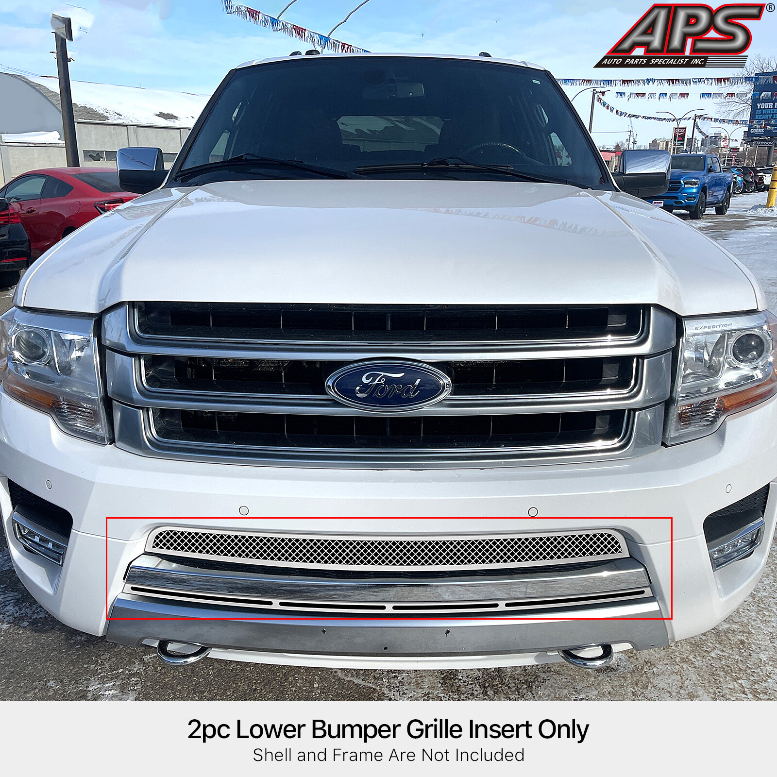 For 2015-2017 Ford Expedition Lower Bumper Stainless Chrome Mesh Grille Insert