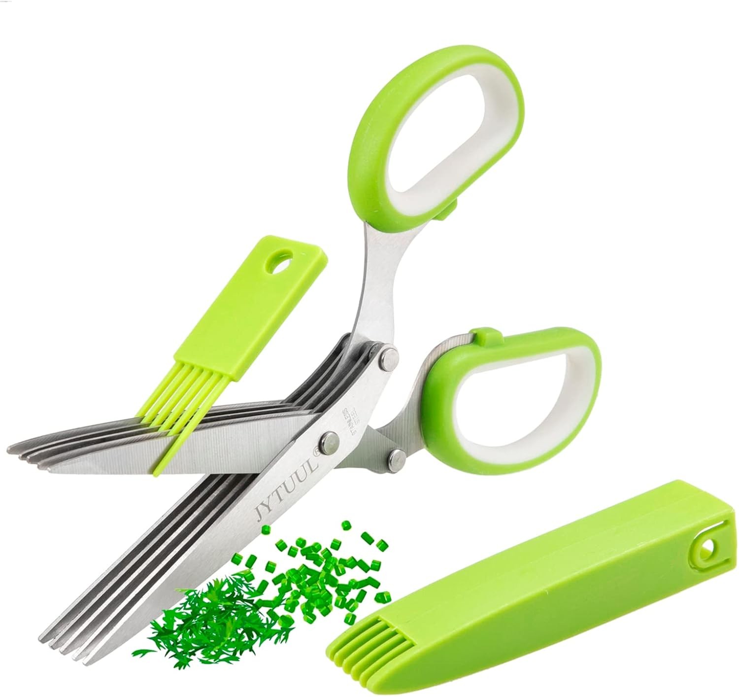 Herb Scissors 5 Blade Stainless Steel Cutter with Cover Cleaning Comb Kitchen