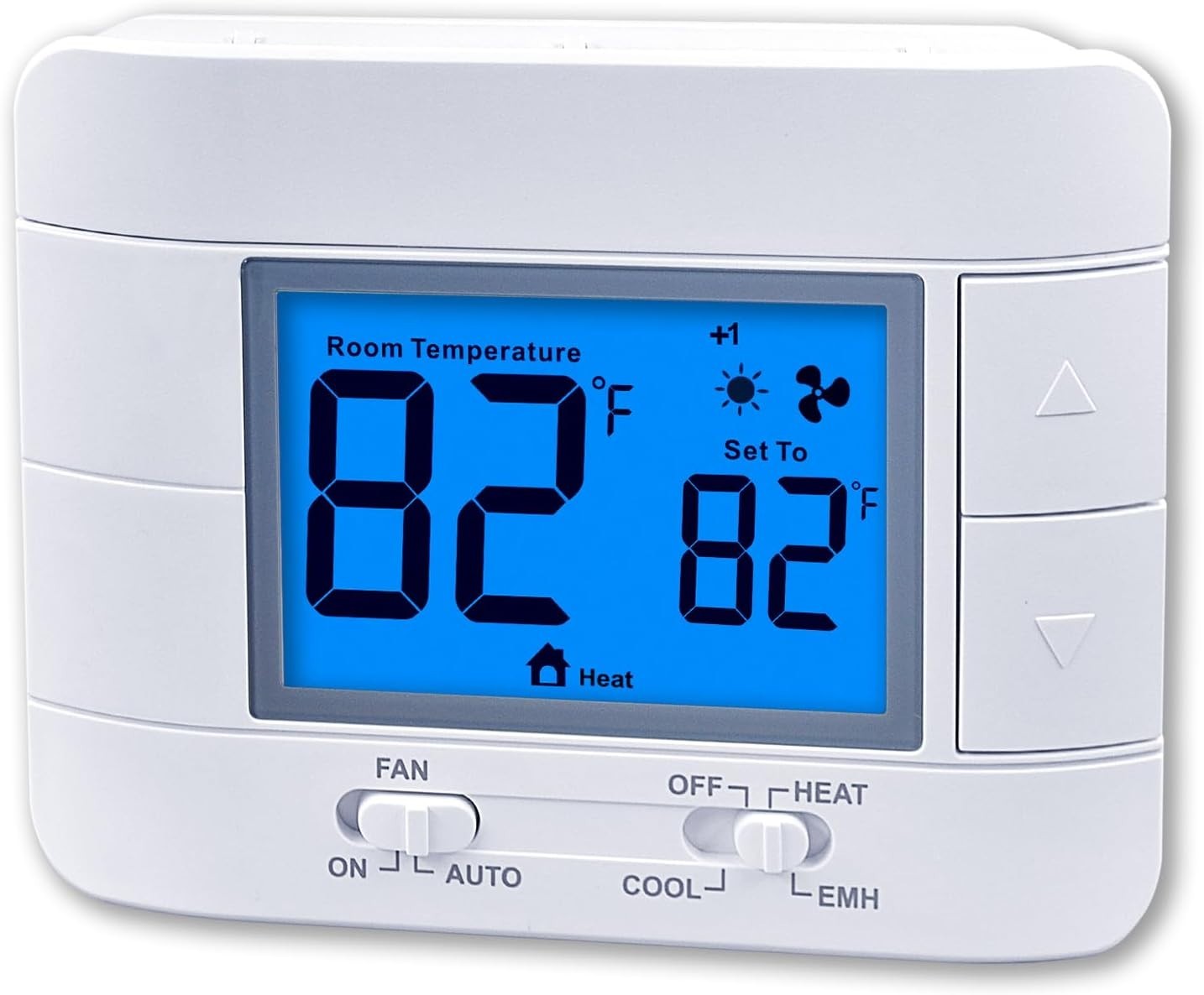 Thermostat Non Programmable Heat Pump Thermostat for House 2H/1C, with Large LCD