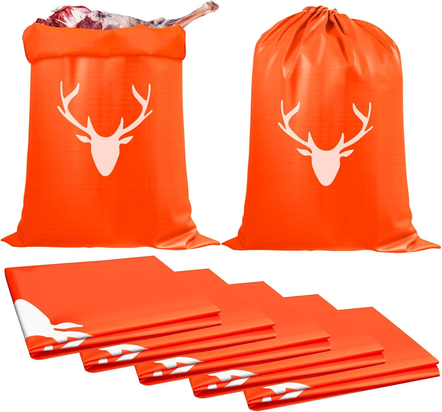 5 Pack 39" X 23" Large Game Bags Elk Hunting Meat Bags PE Wild Game Bags Hunting