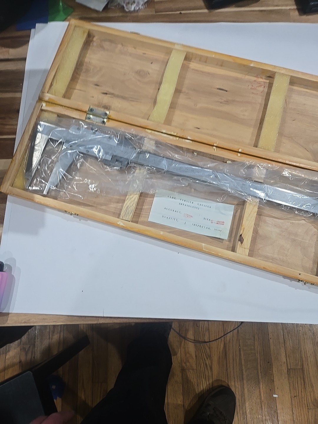 18" Stainless Steel Heavy Duty Caliper Vernier 45Cm-18" W/Wood Case