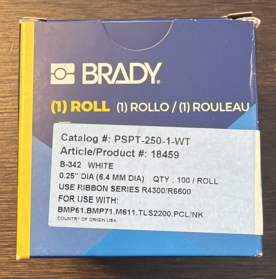 BRADY PERMA SLEEVE HEAT SHRINK WIRE MARKING SLEEVES (PSPT-250-1-WT)