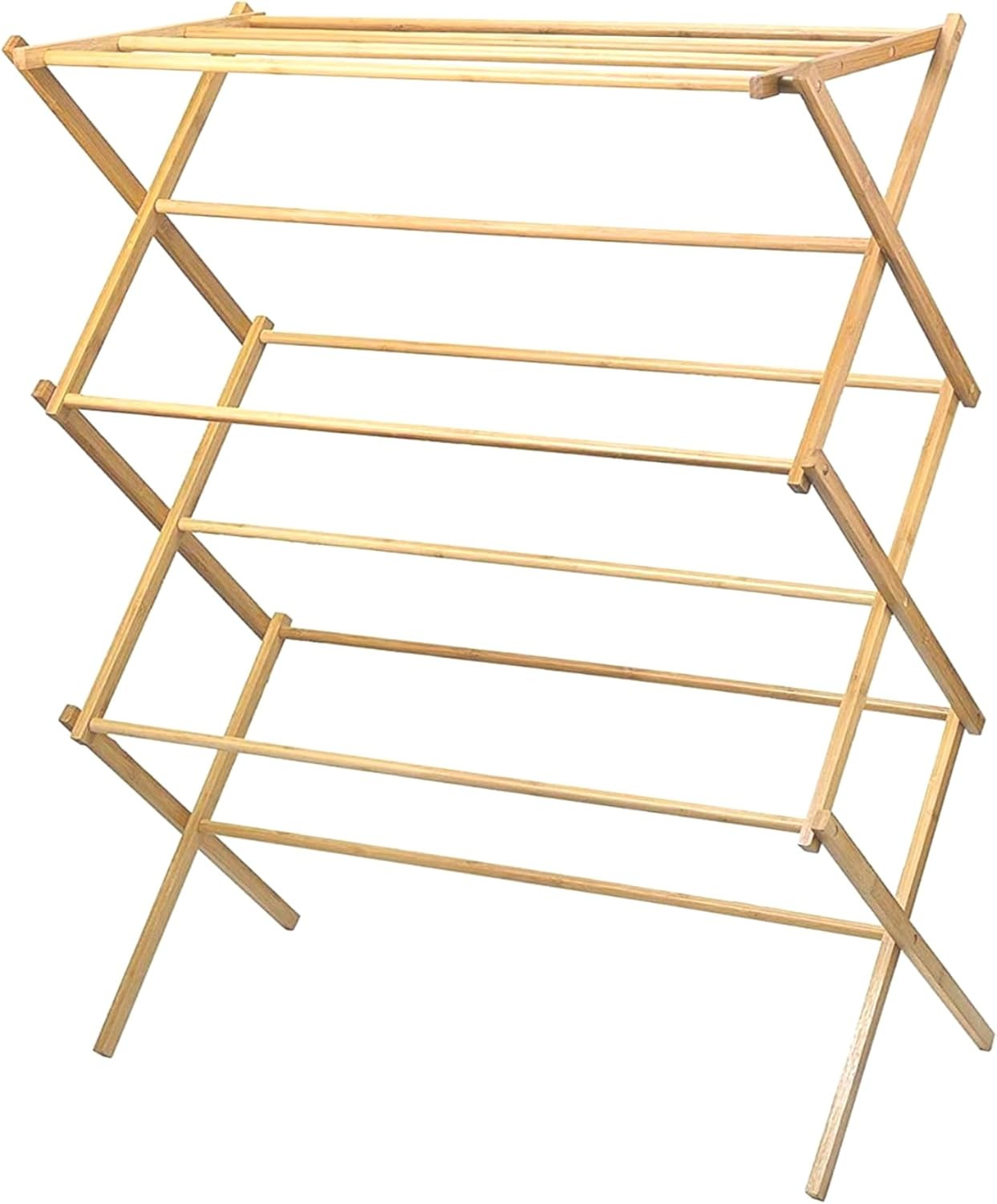 HOME IT Wooden Clothes Drying Rack for Laundry - Collapsible Folding Bamboo Laun