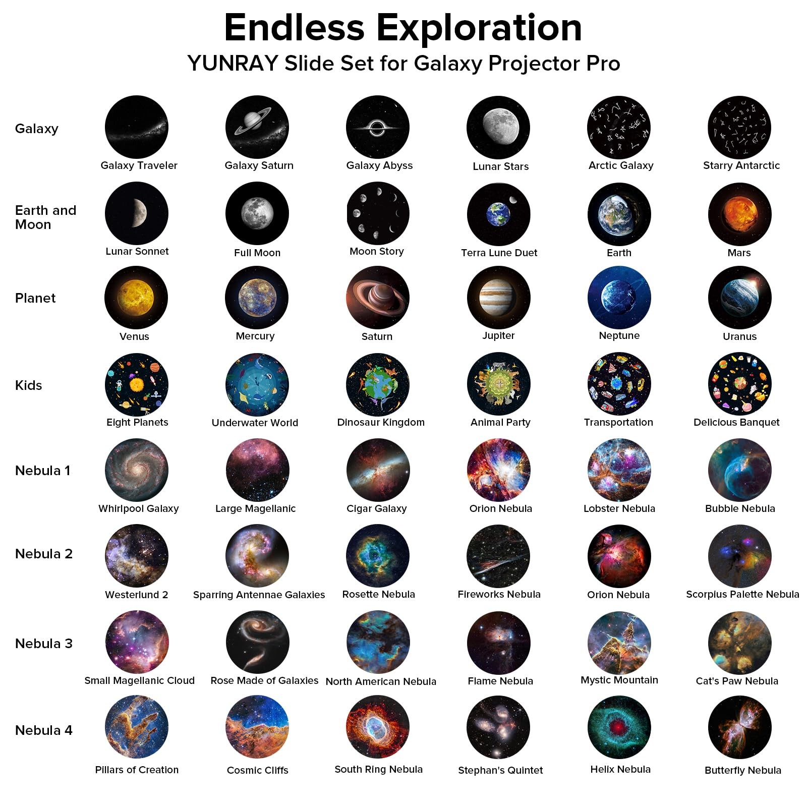 YUNRAY Nebula 4 Galaxy Projector Disc Set
