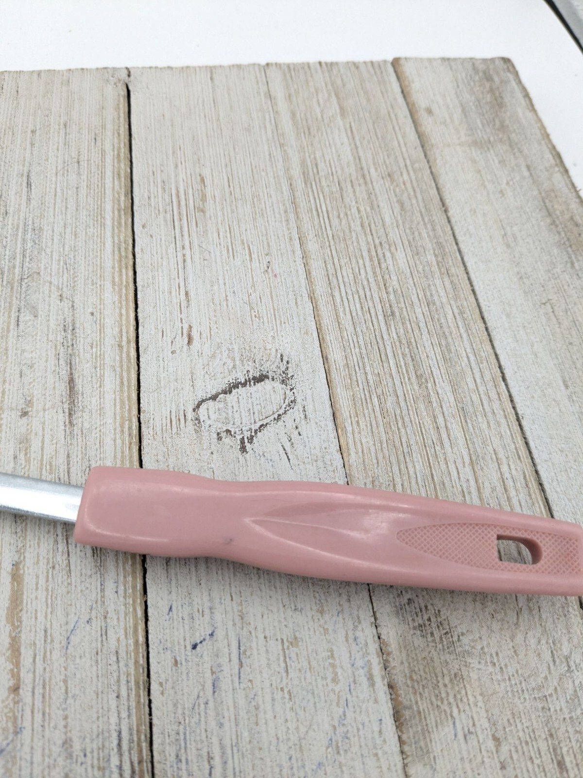 Slotted Short Spatula Pink Mauve Plastic Handle 11" Korea
