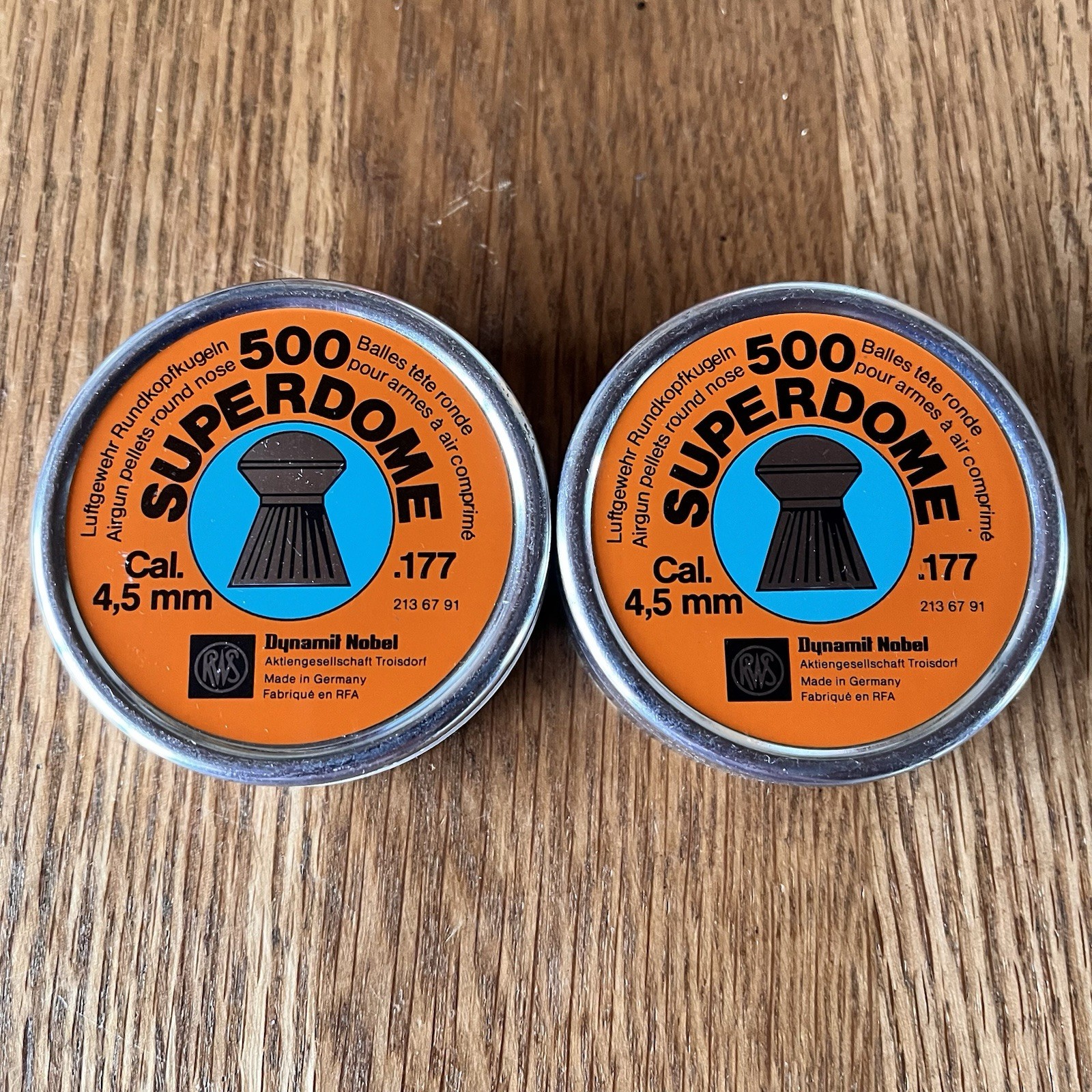 2 Dynamit Nobel Superdome .177 Caliber 4.5 mm Airgun Pellets 500 CT Made Germany
