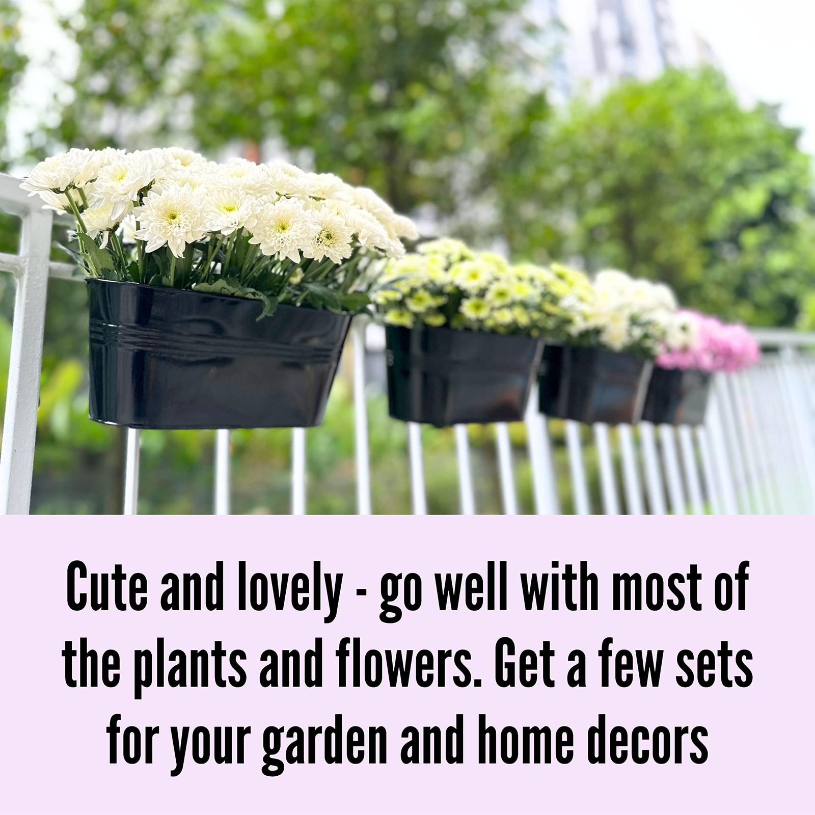 LaLaGreen Rail Planter Outdoor Plants (2 Pack, 9.8 Inch) Small and Cute Metal...