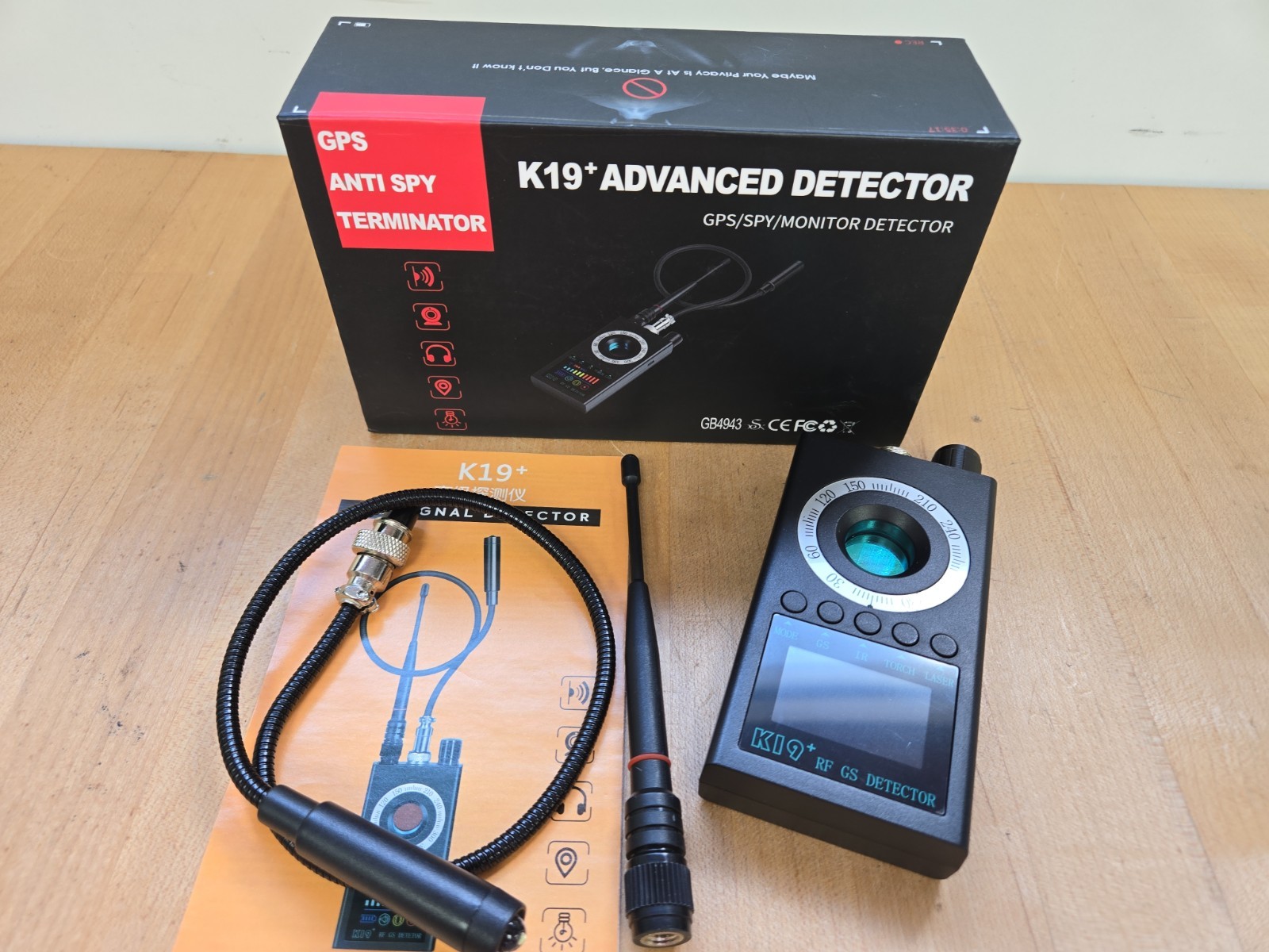 K19 ADVANCED ANTI SPY Hidden DETECTOR #GB4943 TESTED READ***