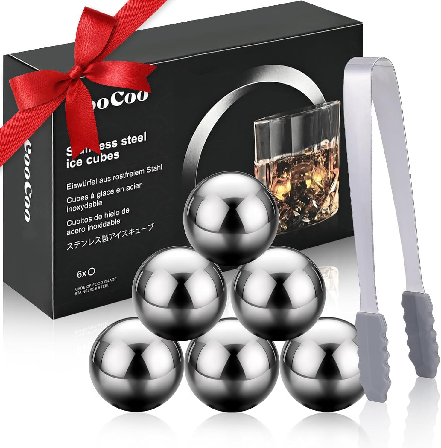Stocking Stuffers for Men, 6 Pack Reusable Whiskey Stones Set, Stainless Steel I