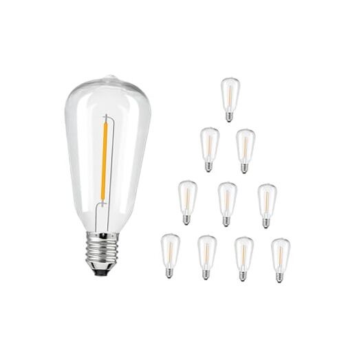 10 Pack ST38 Edison Replacement Bulbs, Warm White LED Clear 10 ST38 LED Bulbs
