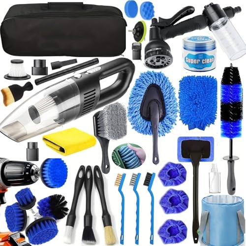 36Pcs Car Detailing Kit, Car Detailing Brush Set, Car Wash Cleaning Kit, Black