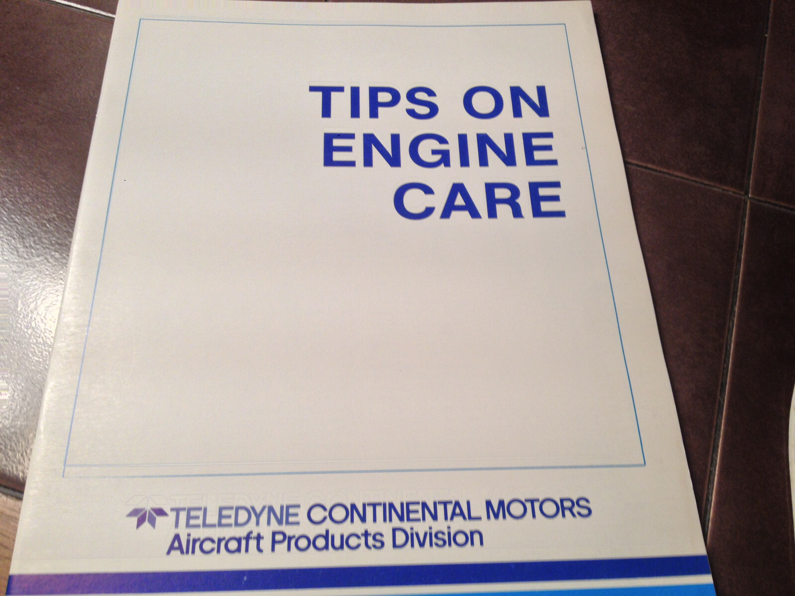 Continental "Tips On Engine Care" Booklet Manual.