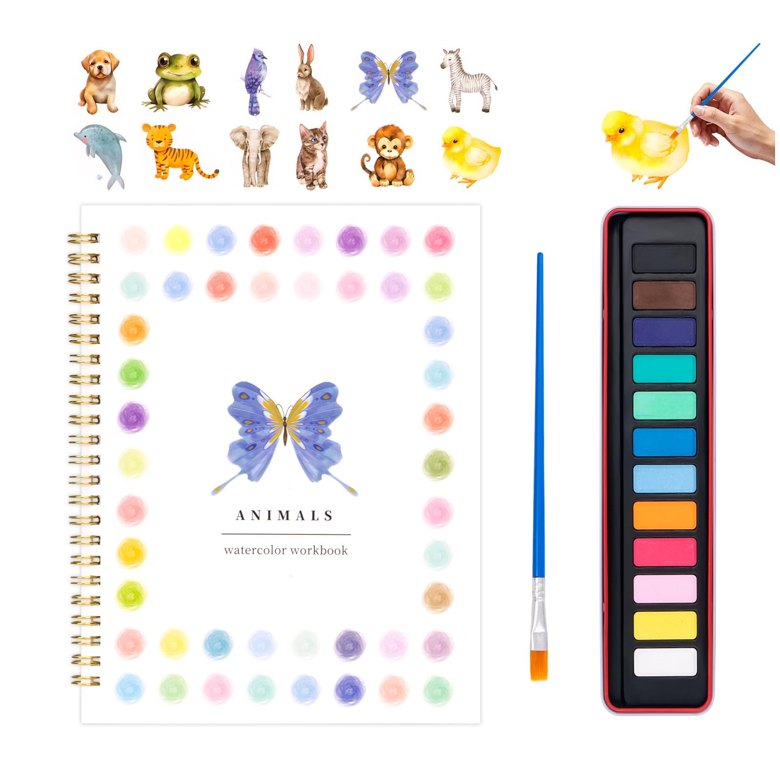 Watercolor Workbook for Adults, Beginner Friendly Watercolor Painting Kit Ani...