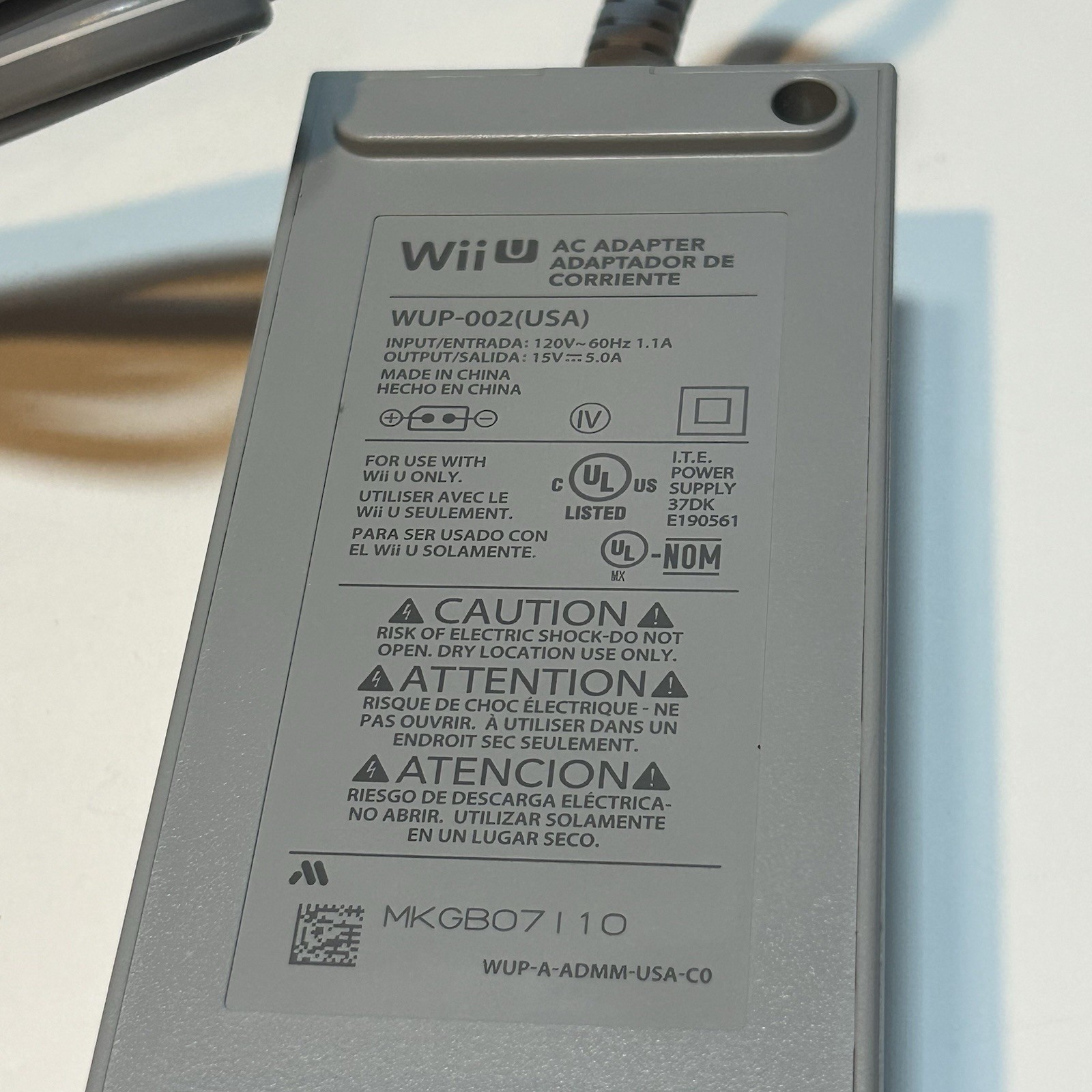 Wii U AC Adapter Model WUP-002 (USA) 15V 5A