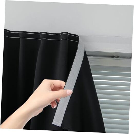 Adhesiveout Curtains- Self Stick Shades Window 35"W x 59"L (Pack of 1) Black