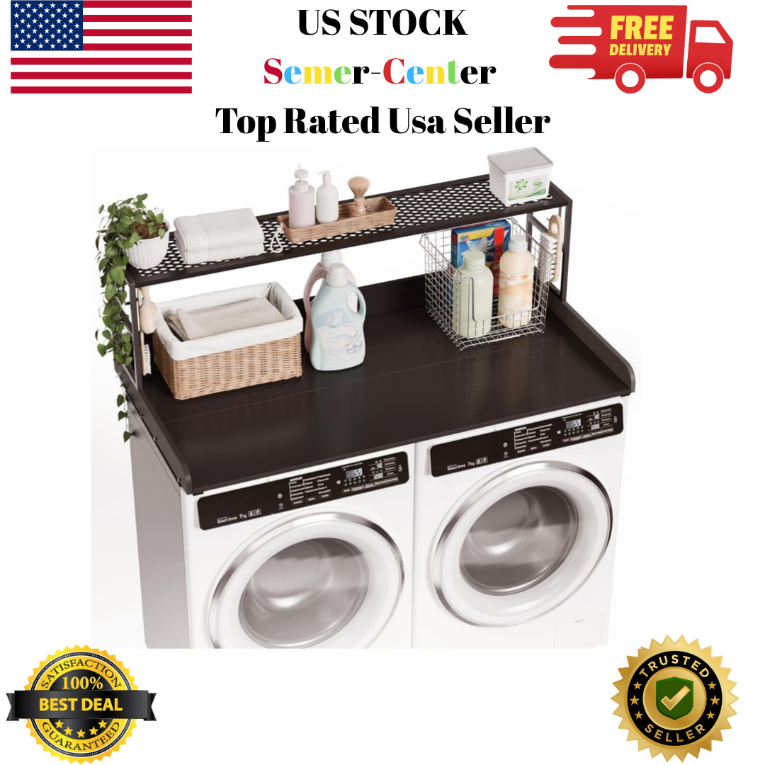 Washer Dryer Countertop with Shelf, 27.55" Depth x 54" Width Laundry Anti-Slip