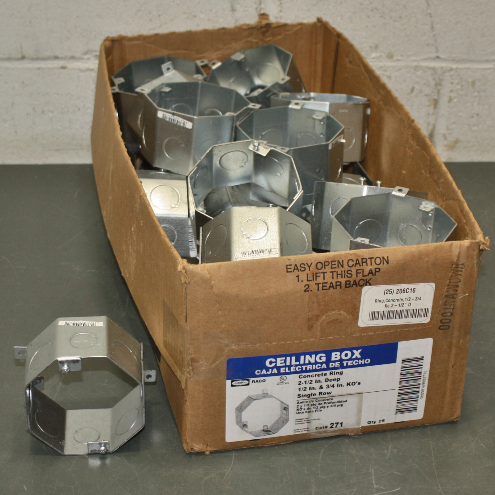 (25) Raco Concrete Rings 271, 2-1/2" Deep, Octagon Electrical Ceiling Box