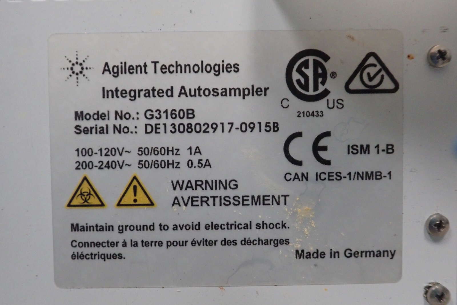 Agilent Technologies G3160B Integrated Autosampler