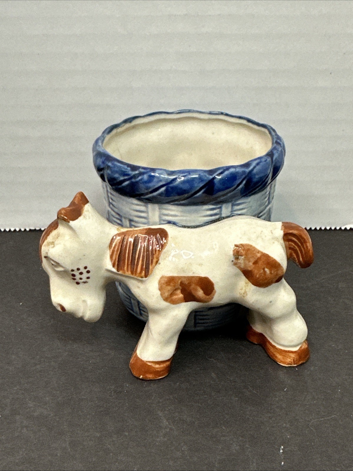Occupied Japan Ceramic Horse Spotted Pony Toothpick Holder Planter 2-1/4”