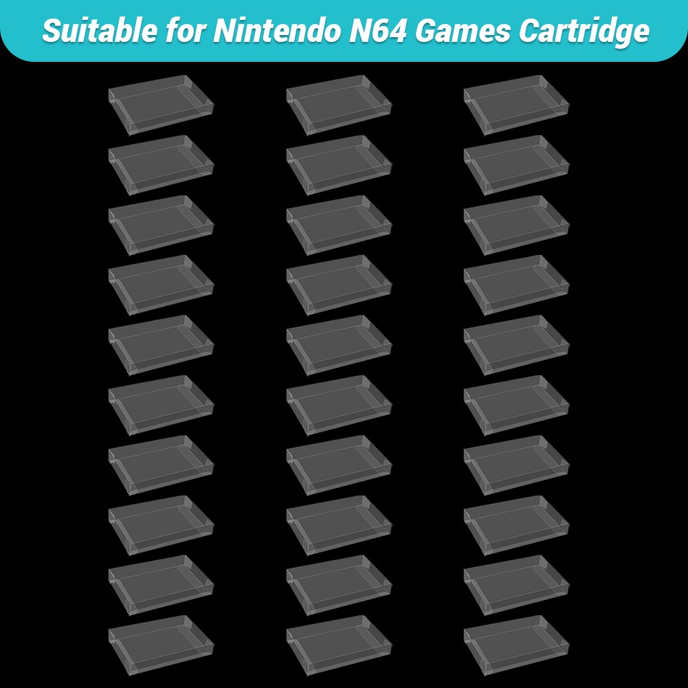 30PACK Clear Game Protectors Cases Sleeves Display Boxes For Nintendo 64 N64