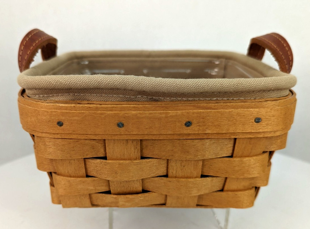 Longaberger 2 2003/2004 Tarragon & Small Berry Combo Fabric/Plastic Baskets