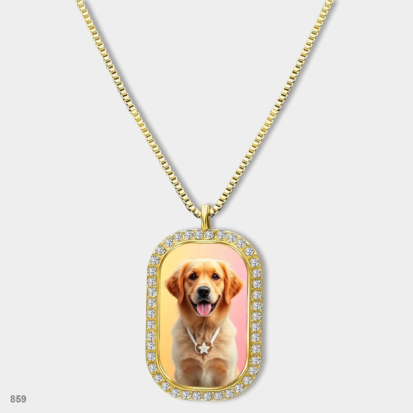 Amazing Cute Golden Retriever Dog Fashion Pendant Necklace Chain Printed Dog Tag