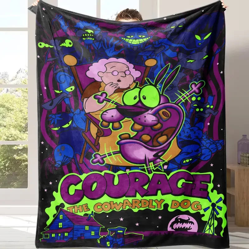 Retro 90s Spooky Cartoon Dog Inspired Flannel Blanket Cozy Gift Throw