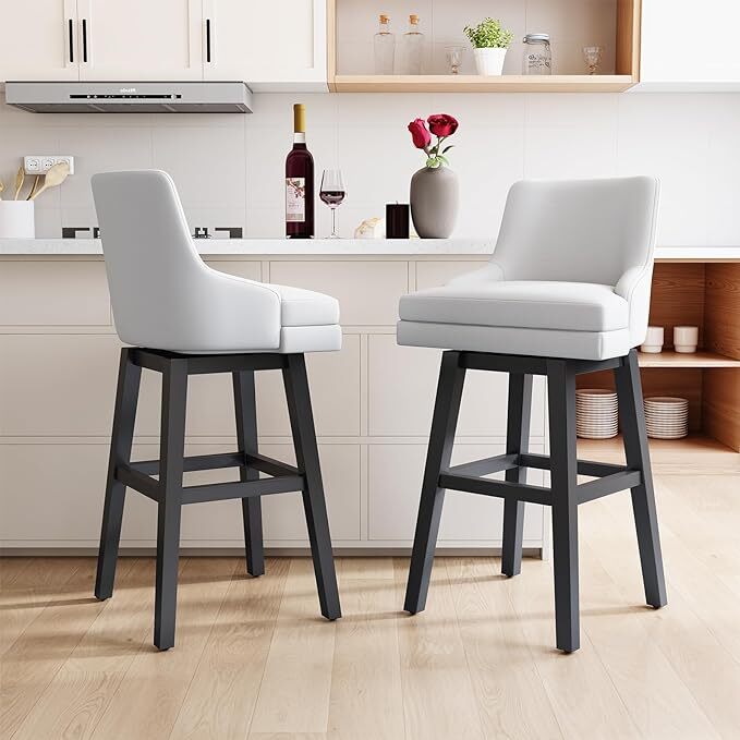 26" Swivel Bar Stools with Back Set of 2/4/6 Upholstered Bar Chairs for Kitchen