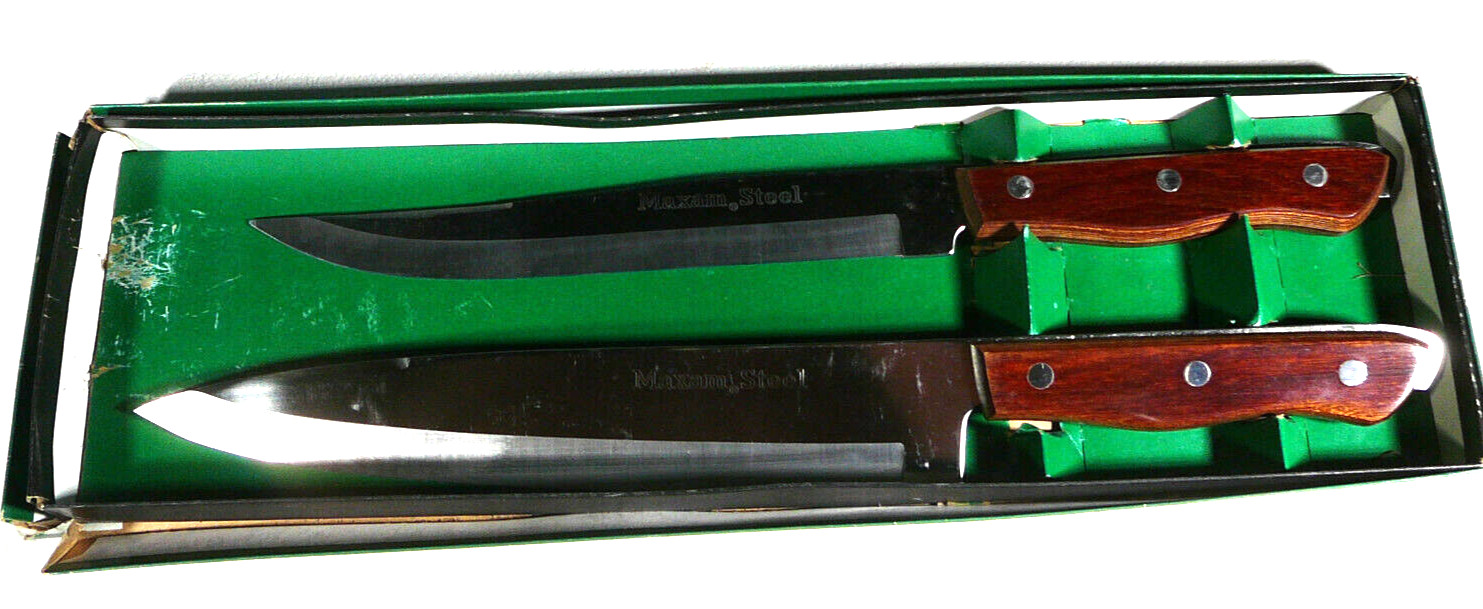 Vintage Maxam Steel Cutlery Knife Carving Set Japan, Never Used