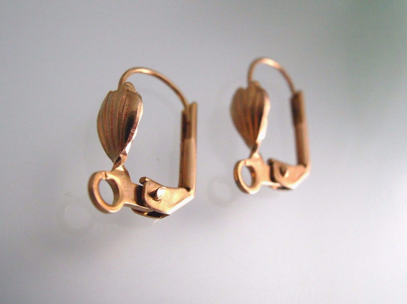 2 pairs Gold plated Leverback earrings setting with Shell design / open rings
