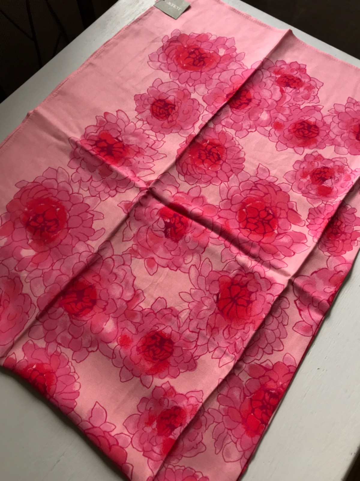 (NEW) Women's J.Crew Pink Oversized Printed 100% Silk Bandana - Size: 30"x30"