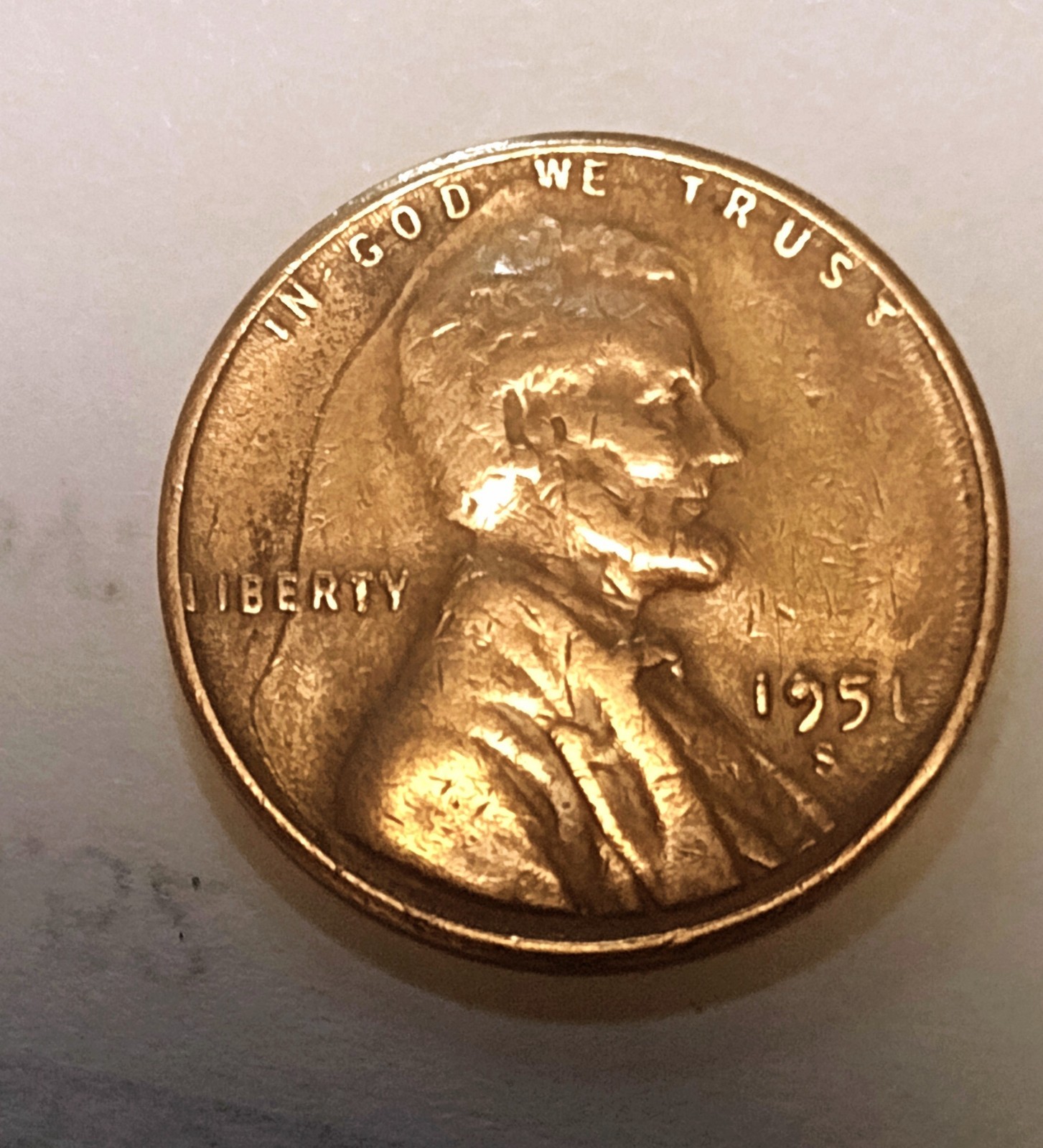 Bizarre Crack Spanning Top-bottom RD 1951-S Wheat Penny  Errors On 9 L On Rim.