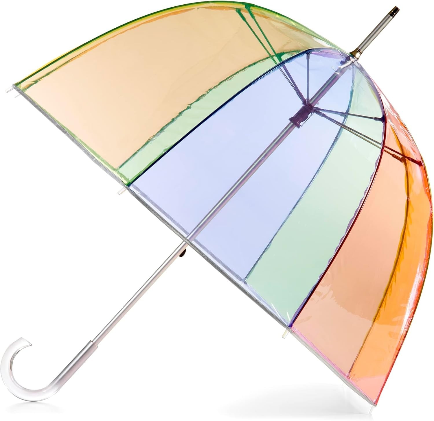 Totes Clear Bubble Umbrella With Dome Canopy - Lightweight 51" Rainbow