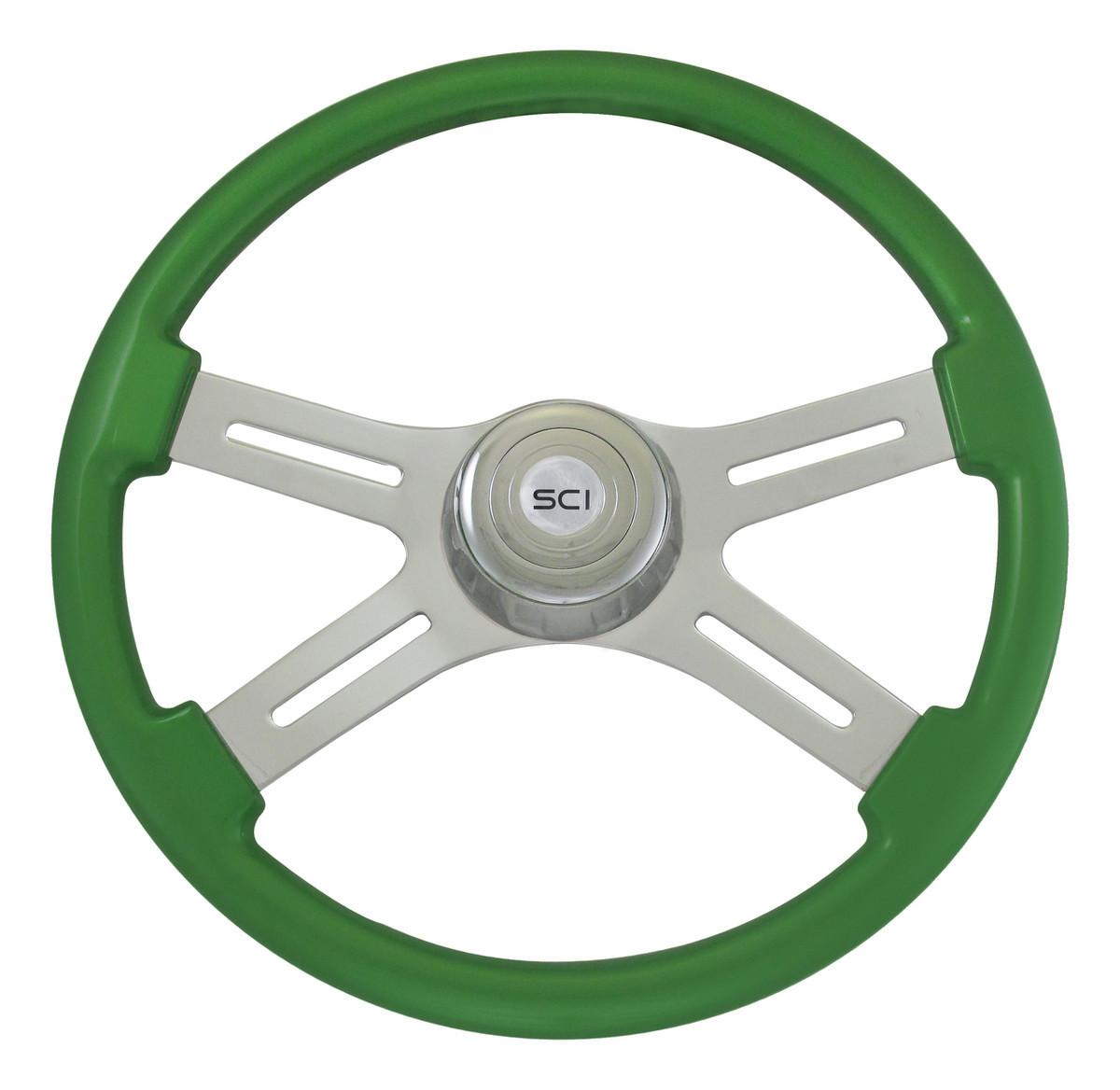 Steering Wheel 4 Spoke Classic Green 18" Wood Rim - Peterbilt Kenworth and more