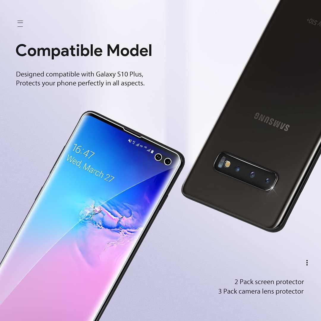 L K [3 Pack] Screen Protector for Samsung Galaxy S10 Plus, Plus Clear