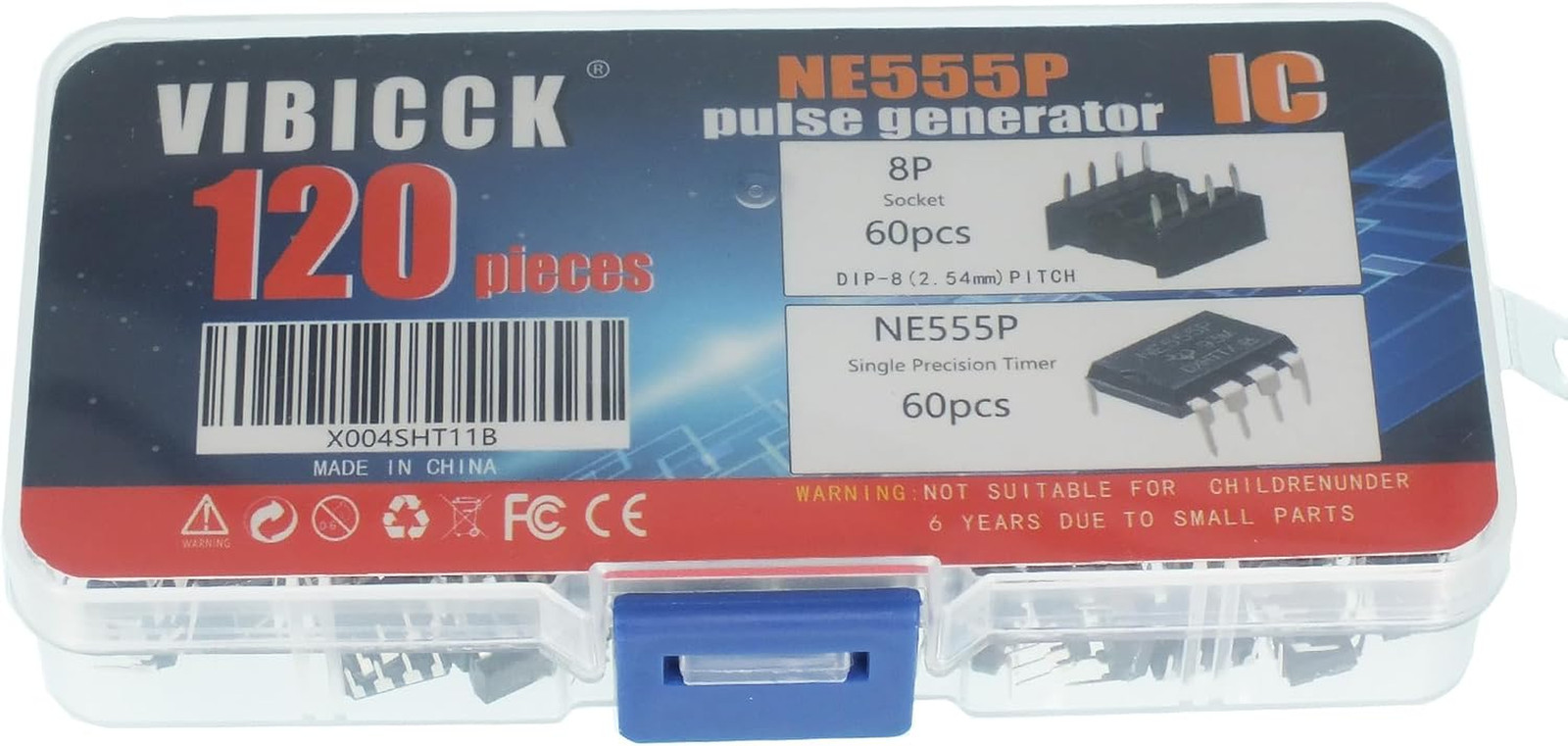 60Pcs NE555P Single Precision Timers NE555 IC Pulse Generators Single and Double