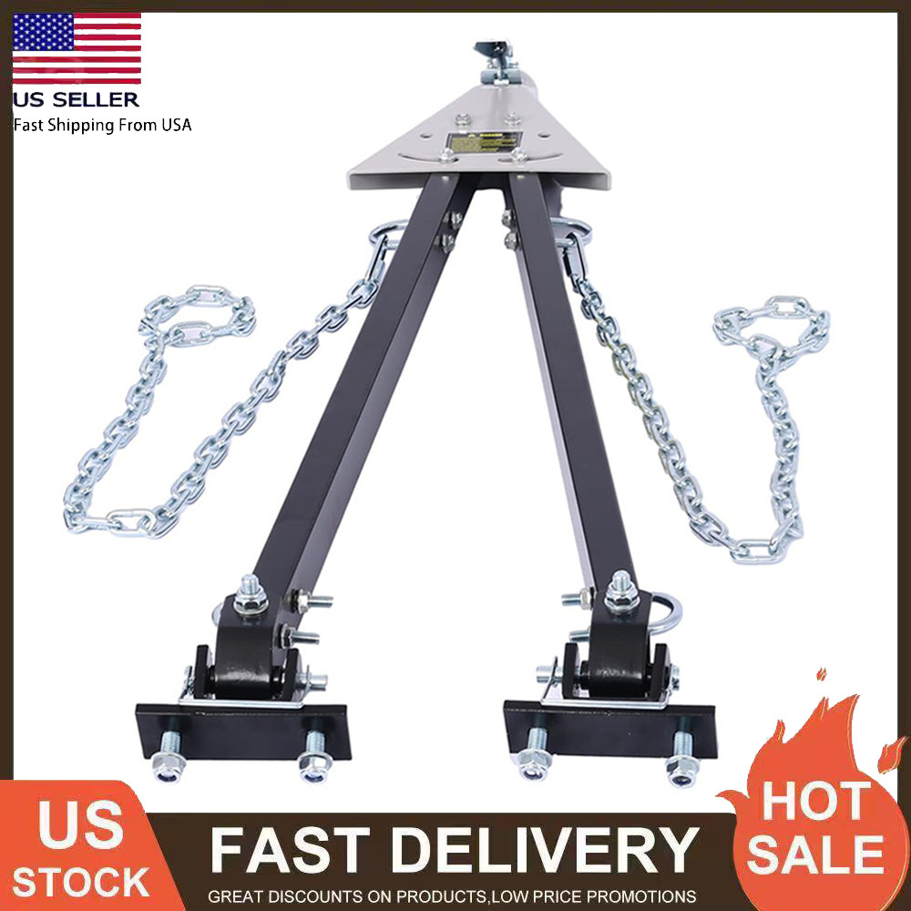 5000LBS Tow Bar Adjustable Towing Bar Bumper Mount w/ Chains Fits 2" Ball Hitch