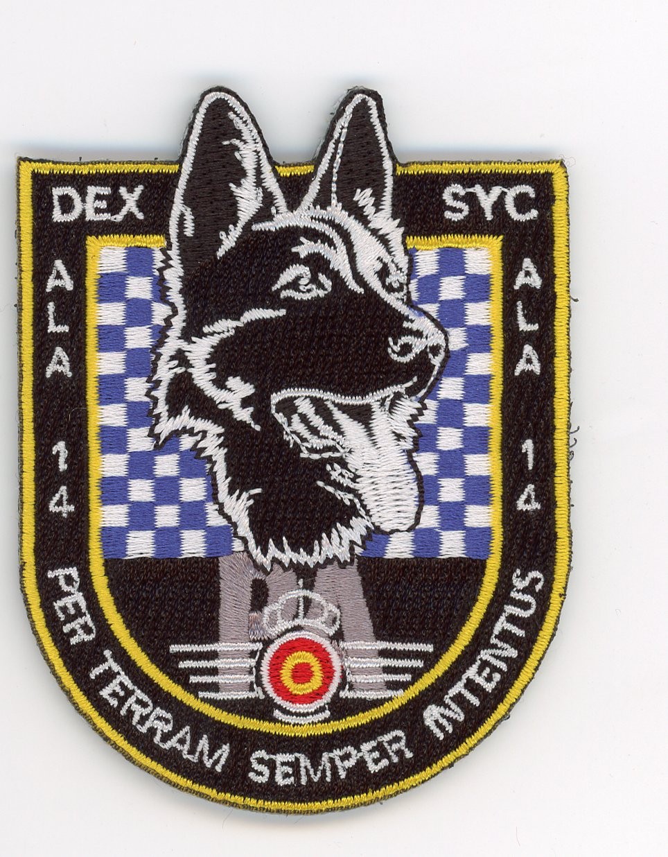 PATCH SPAIN ALBACETE AFB 14 WING DEX SYC K-9 DOGS VEL BACK PARCHE