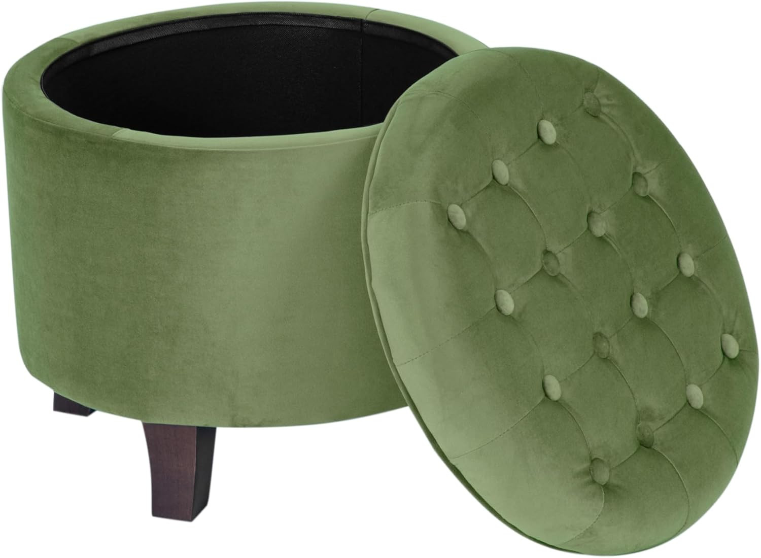 Home Decor | Upholstered round Velvet Tufted Foot Rest Ottoman | Ottoman with St