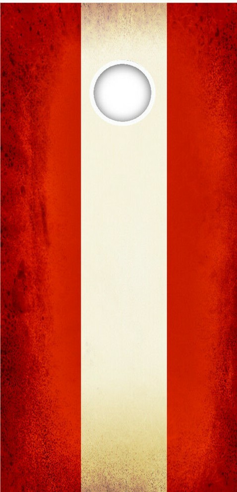 Cornhole Wraps Red White Stripe Rustic Austrian Flag Cornhole Decals Set of 2
