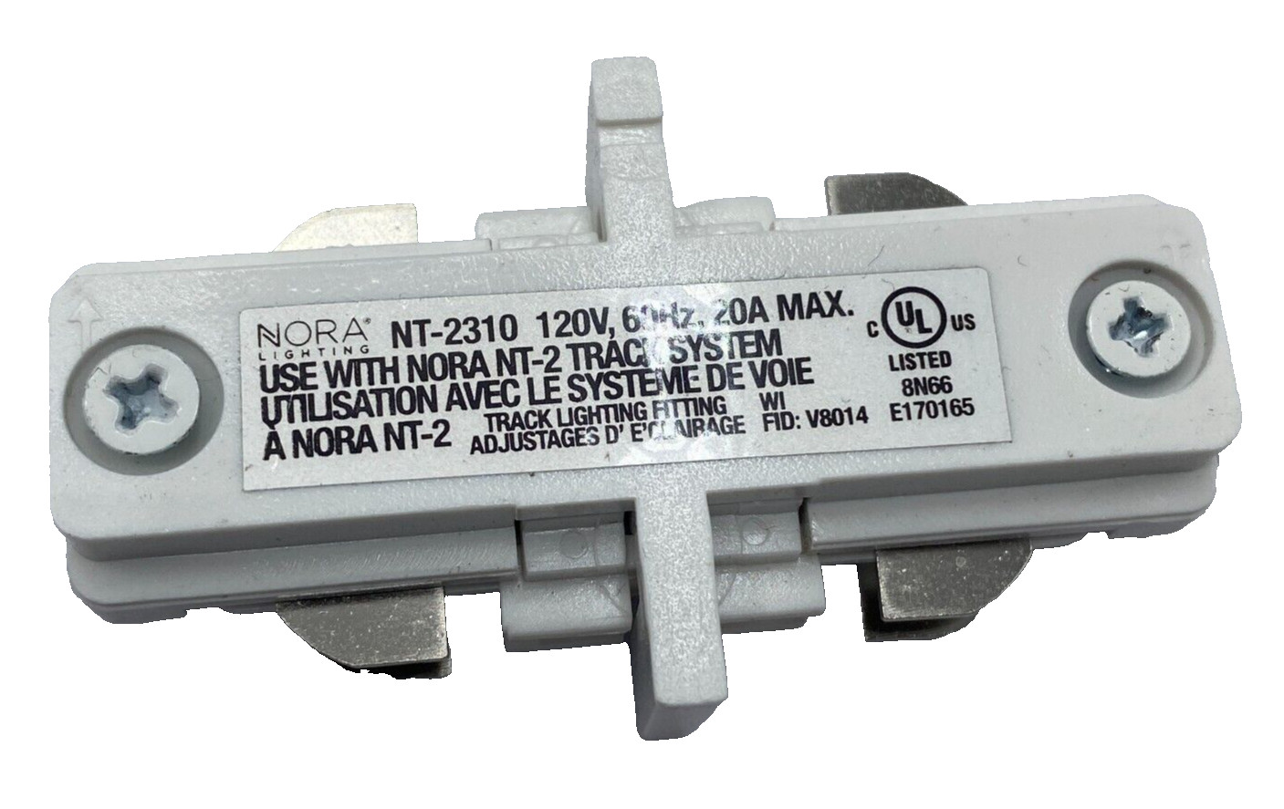 Nora Lighting NT-2310 Two Circuit Straight Connector White 120V 60Hz No Box 🔔