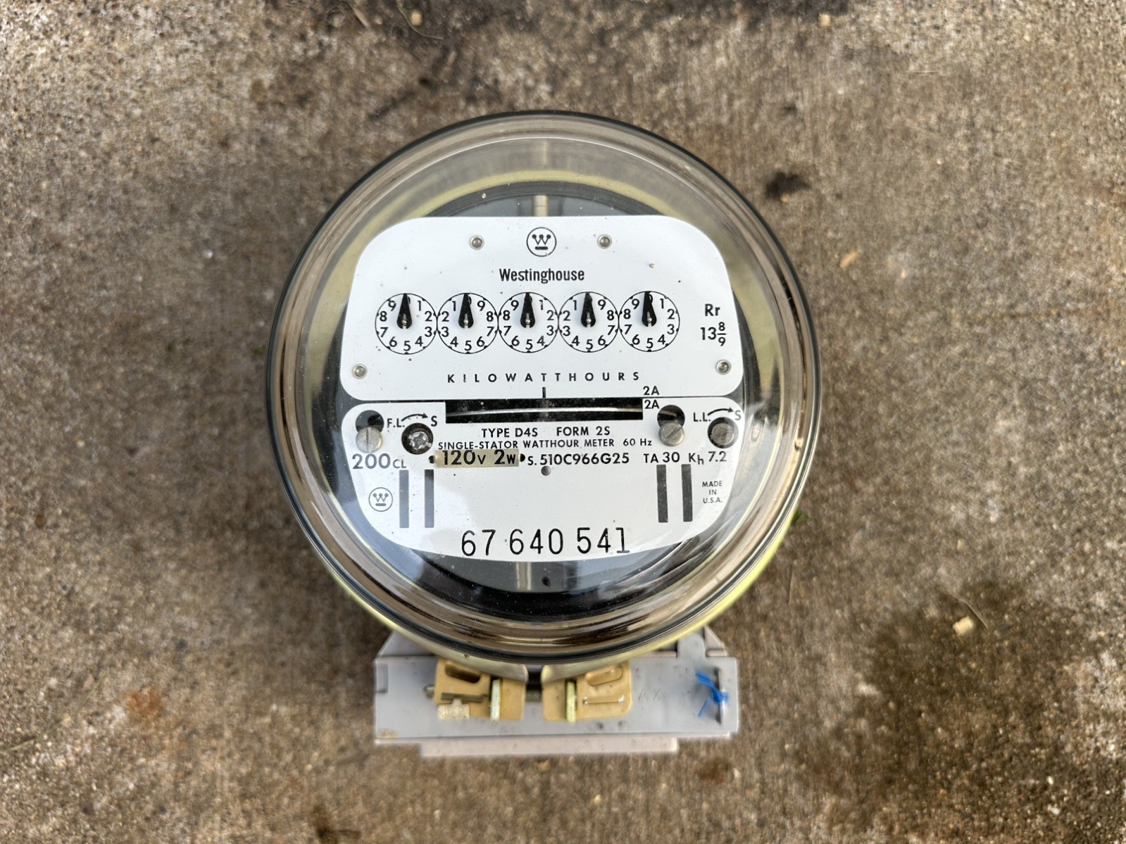 Westinghouse Watthour Meter Type D4S Form 2S 120V 60Hz