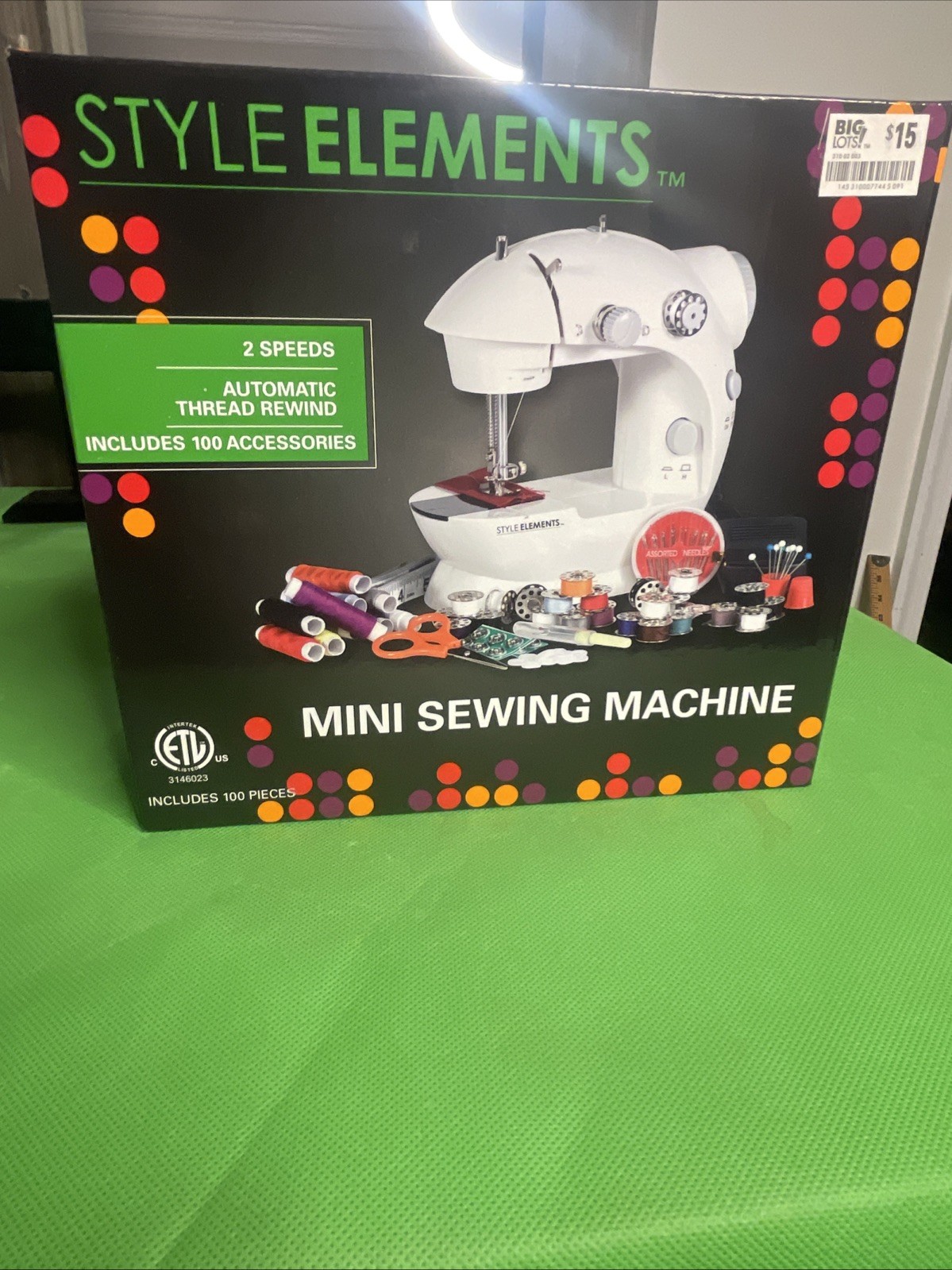 Style Elements Mini Sewing Machine 2 Speeds 100 Accessories Auto Thread Rewind