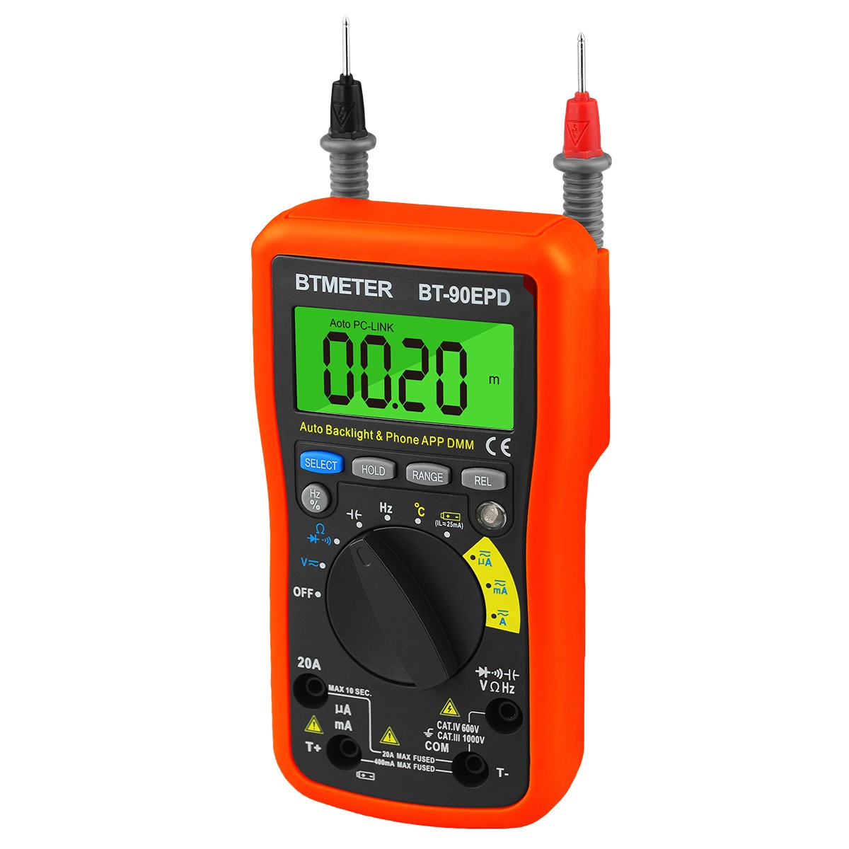Bluetooth APP Digital Multimeter Auto Ranging 4000 Counts AC/DC Voltage Current
