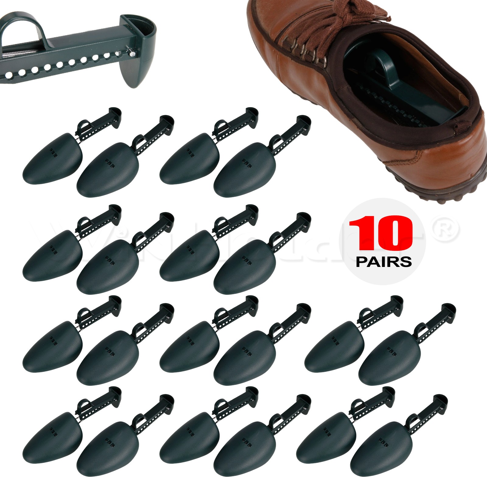 10 Pair Shoe Support Shapers Adjustable Plastic Keepers Stretcher Tree Men Women