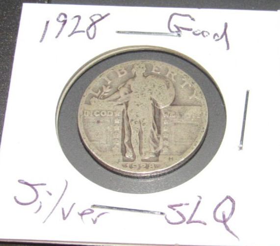 Good Cond. SLQ Silver 1928 p Philadelphia Mint Standing Liberty Quarter Old coin