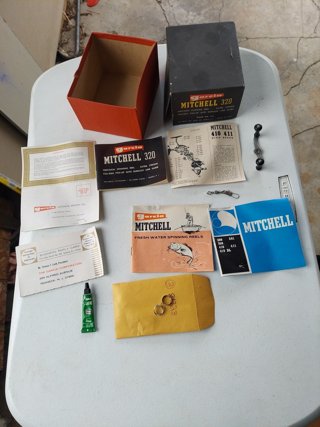 VINTAGE  GARCIA MITCHELL 320 REEL PAPERWORK + Other Fishing Items, FREE SHIPPING