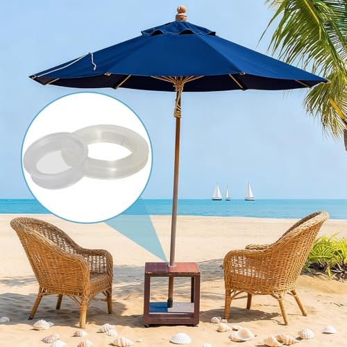 2 Sets 2" Standard Umbrella Hole Ring Plug & Cap Set, 2 Sets Translucent
