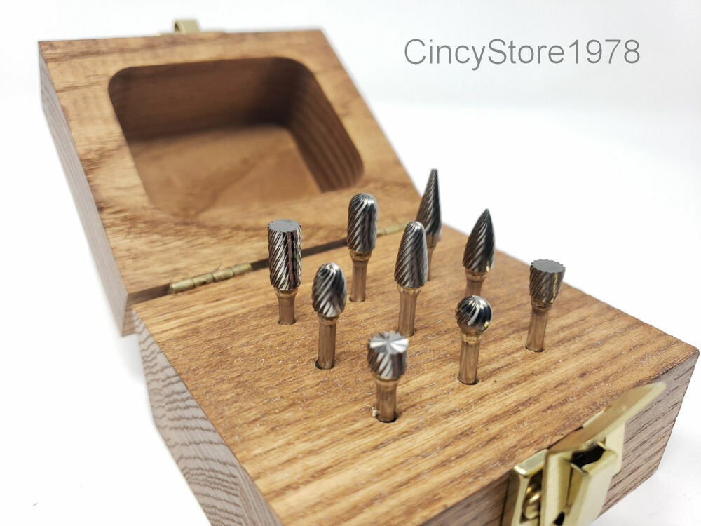 Carbide Burr Set 3 Single Cut Cutting Tool Die Grinder Bit 1/8 Made in USA